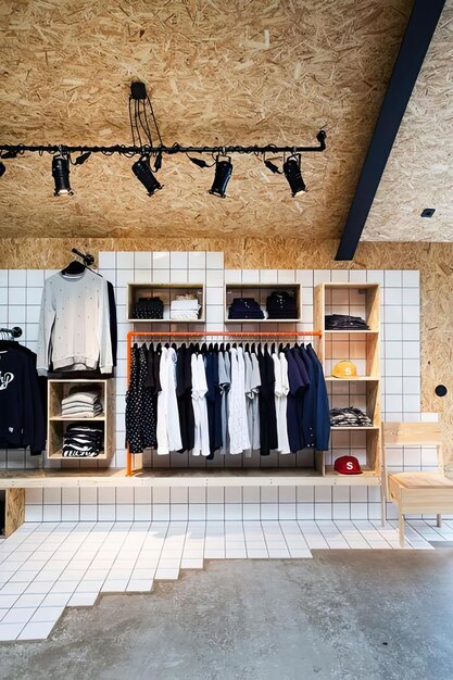 Photo a room with a large closet with a lot of clothes on the wall