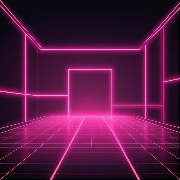 a room with a pink floor and a black floor with a pink light on it