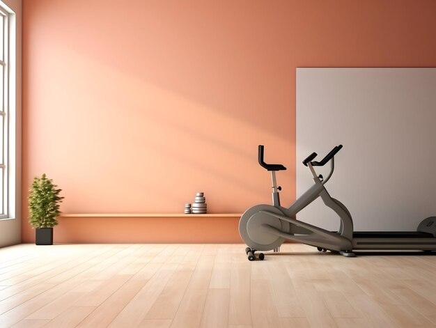 Photo a room with a pink wall and a white door that says  gym