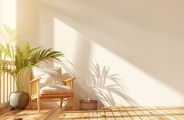 a room with a plant and a plant on a table