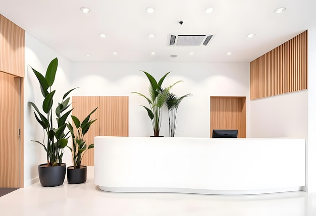 Photo a room with plants and a white couch with a white wall behind them