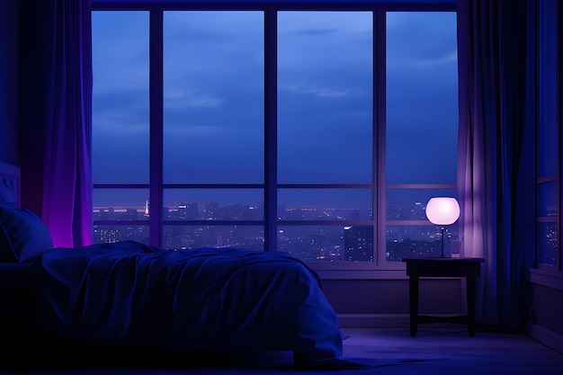 Room with purple ambient lightning