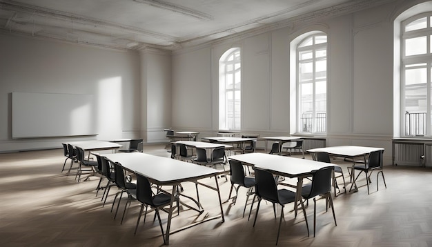 a room with tables and chairs with tables and chairs with the words  no  on the bottom