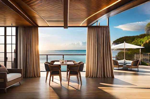 A room with a view and a balcony overlooking the ocean