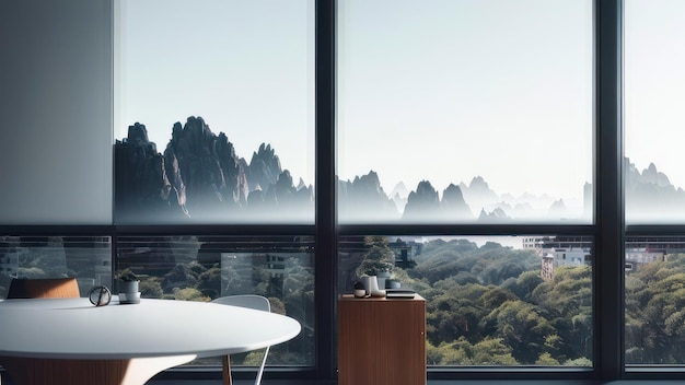 A room with a view of the mountains