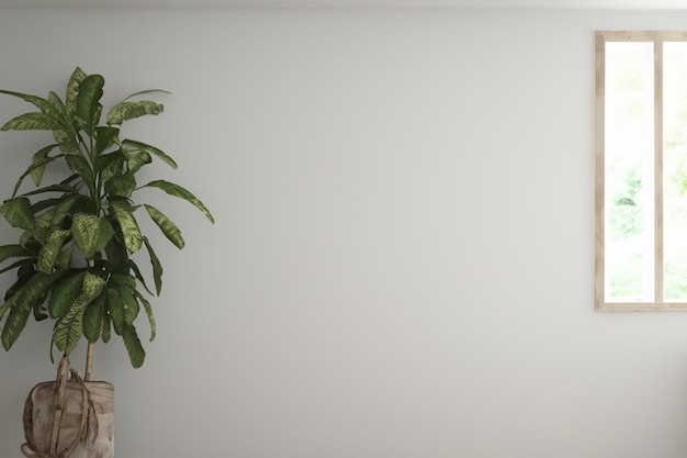 Photo a room with a wall that has a plant on it