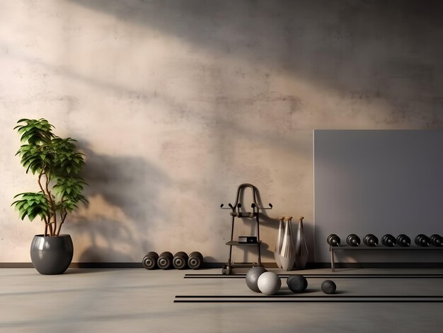 Photo a room with a white board and a plant in the corner