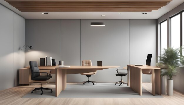 a room with a white wall and a desk with a black chair