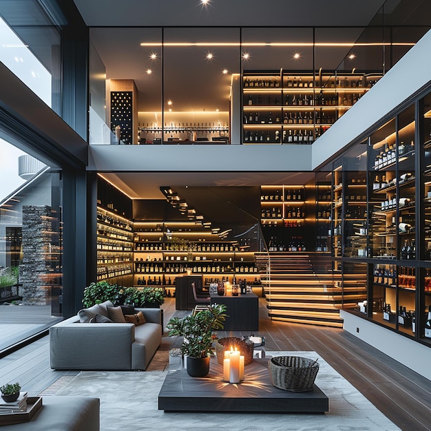 a room with a wine cellar and a wine cellar