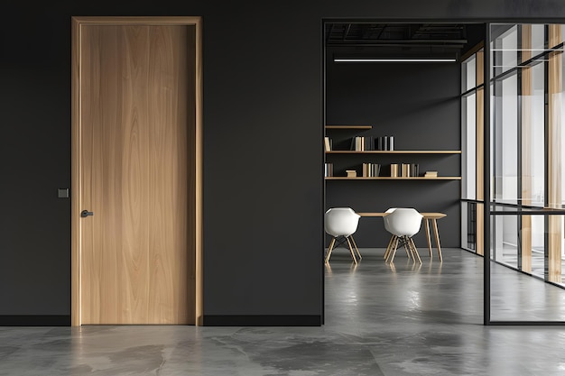 Photo a room with a wooden door and a white chair