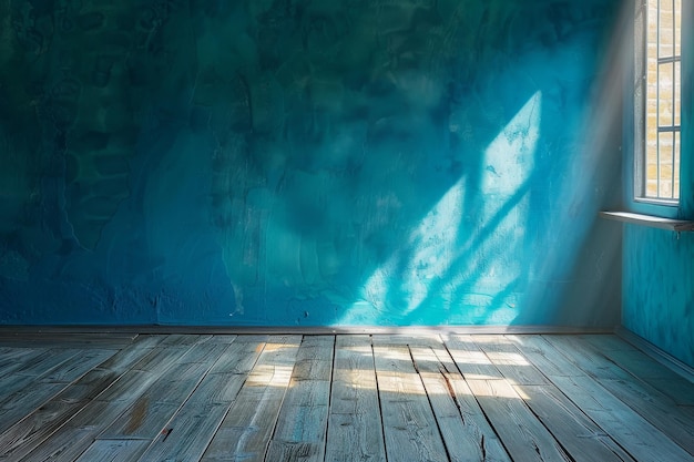 Room With Wooden Floor and Blue Wall