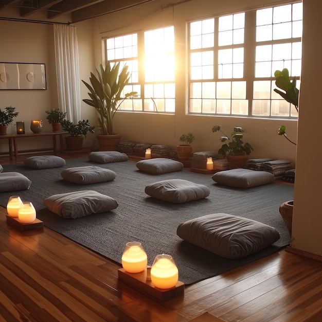 A room for yoga with the concept of a natural environment to create calm concentration