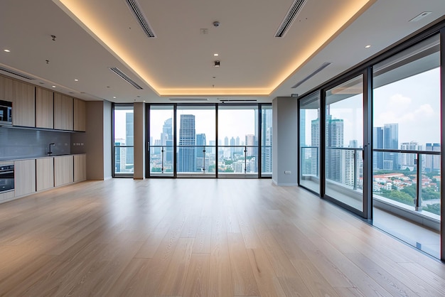 Rooms mockup in new condominiums are empty without furniture and equipment for design arrangement or decoration