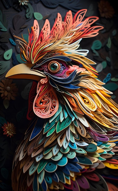 Rooster in bright colors