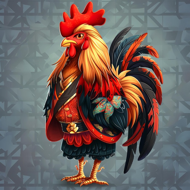 Rooster chinese new year cartoon Cute chicks cartoon illustration