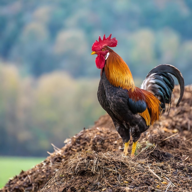 Rooster on the crap