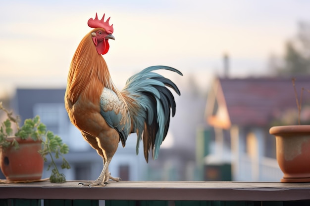 Rooster crowing at daybreak