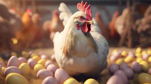 Rooster and eggs generative ai