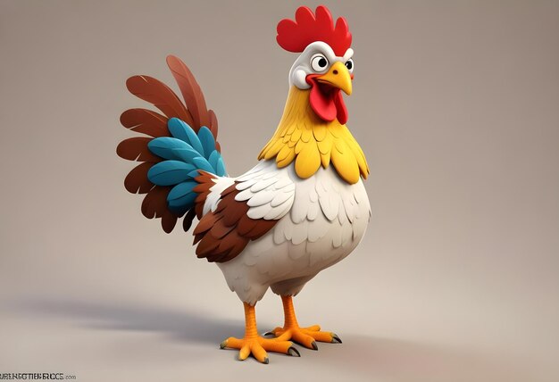 Photo a rooster figure with a red head and a yellow beak