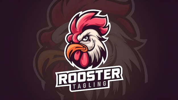 Photo rooster mascot logo design angry red rooster with white crest