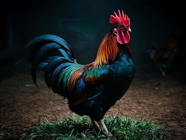 Rooster Standing in an Enclosure