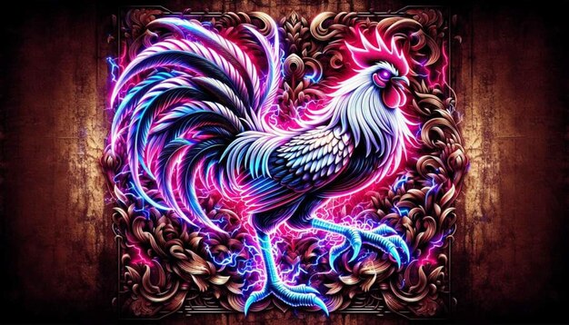 rooster with a colorful background