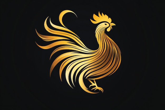 a rooster with a gold background and a symbol of a rooster