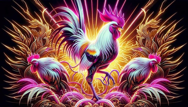 a rooster with a rooster on it