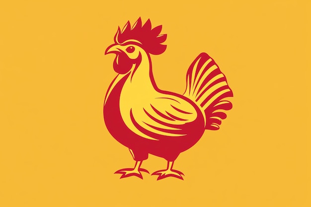 a rooster on a yellow background with a red background