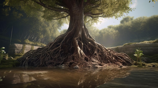 Roots of a Tree AI generated