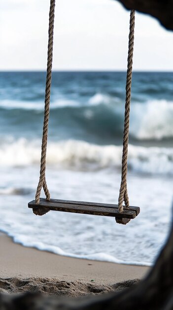 Photo a rope swing hangs from a rope that has the number 3 on it