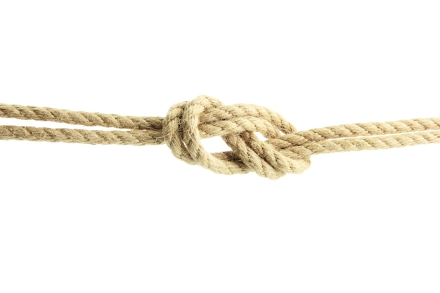 Rope with knot, isolated on white