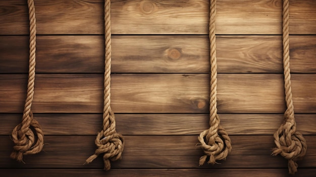 rope with rope on a wooden background