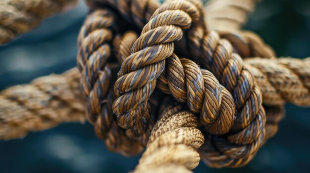 Ropes intricately woven into a knot create a compelling background with a message of unity