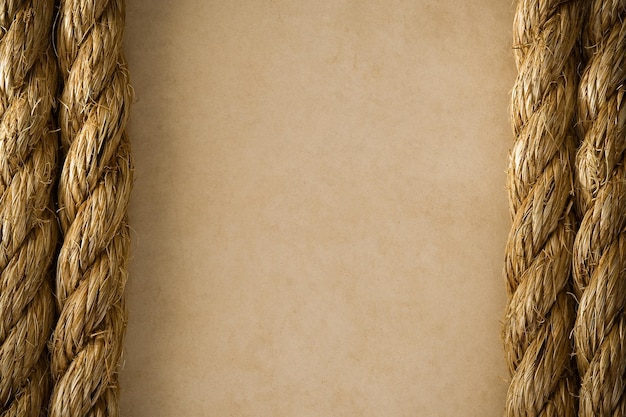 Ropes on old vintage ancient paper background texture