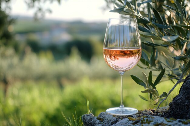 Photo ros wine in provence elegance amidst olive branches