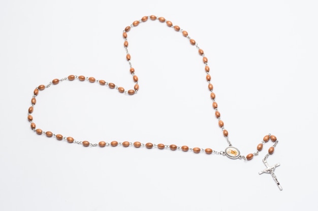 Rosary beads in a heart shape