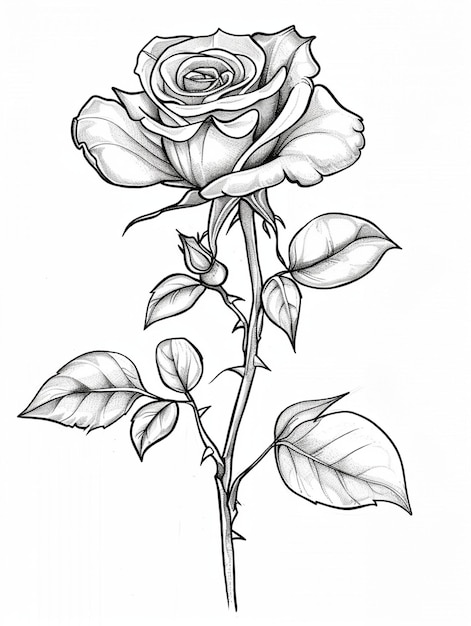 Photo rose coloring page