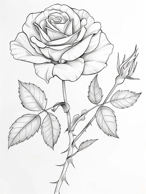 Photo rose coloring page