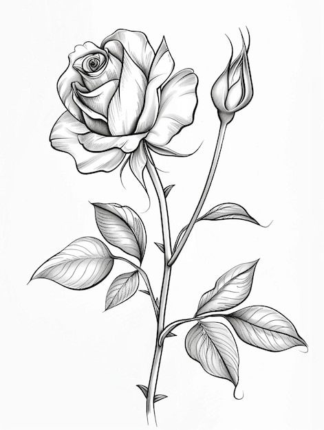 Photo rose coloring page