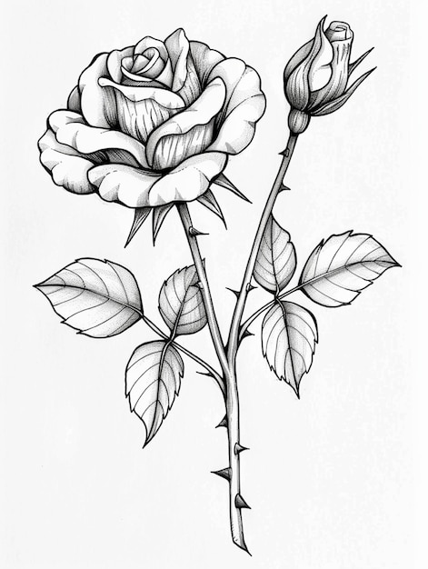 Photo rose coloring page