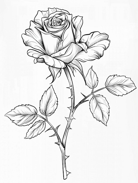 Photo rose coloring page