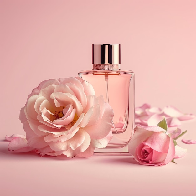 Rose floral perfume bottle mockup