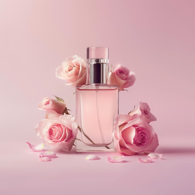 Rose floral perfume bottle mockup