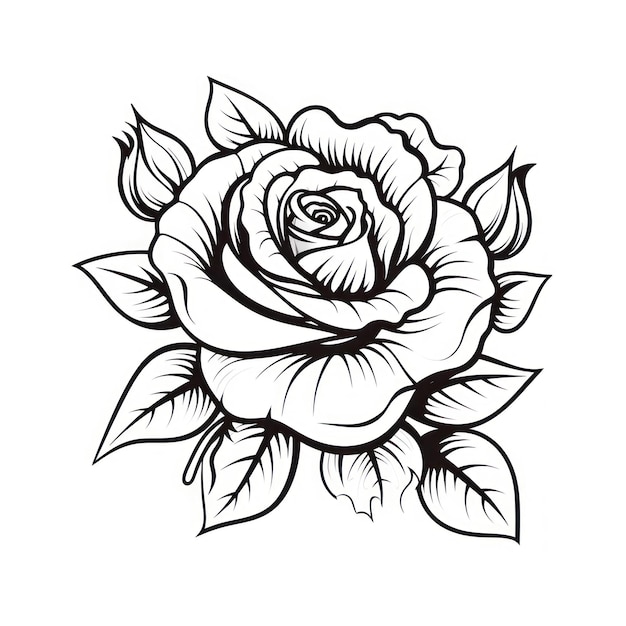 Rose flower pattern drawing sketch