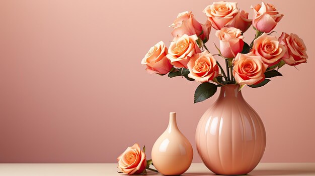 rose flower in vase of different designs photo