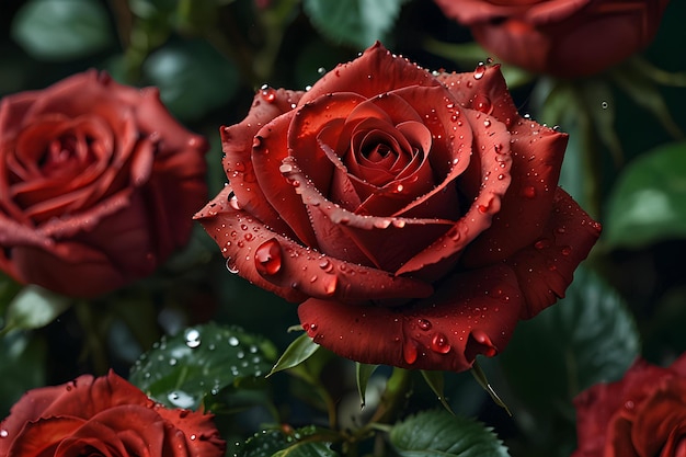 rose flower with water droplets