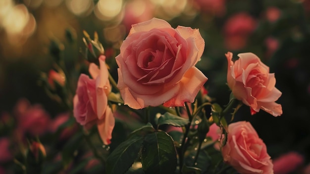 Rose flowers background Generate Ai