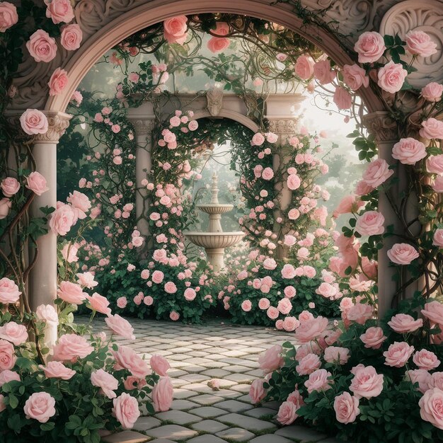 Photo rose garden reverie a romantic escape in natures embrace