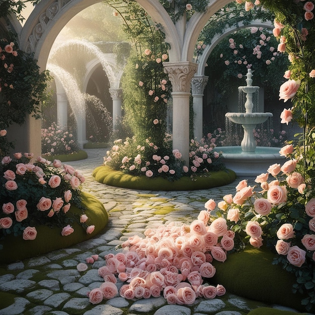 Photo rose garden reverie a romantic escape in natures embrace